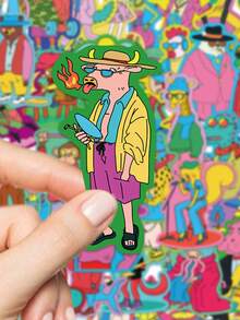 50 张彩色可爱动物涂鸦贴纸，适用于日记、剪贴簿、手机壳、笔记本、杯子、滑板装饰 - 彩色 - 查看 3