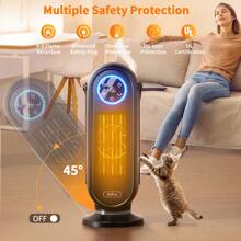 coldSky Space Heaters For Indoor Use, 16 Inch Portable Electric Heater For Office, 1500W Fast Heating Space Heater With Thermostat, 90°Oscillation, 12H Timer, Remote - 美規A型插(110-127V) - 查看 7