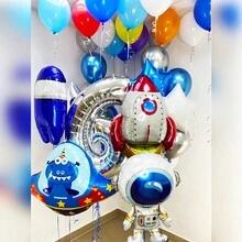 Bộ 28 bóng bay trang trí tiệc nhiều màu sắc hình phi hành gia ngoài hành tinh, phi thuyền không gian, bạc, thích hợp cho các ngày lễ, sinh nhật, tụ họp, đám cưới, tiệc tùng, chụp ảnh, v.v. - Nhiều màu - Xem 2