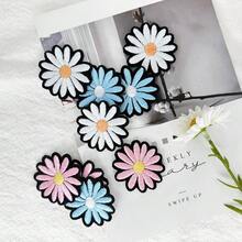 5件三色平绣花花箱包服装DIY配件电脑刺绣可熨烫或粘上配饰圣诞礼物礼物感恩节冬季礼物送给女性 - 藍色 - 查看 2