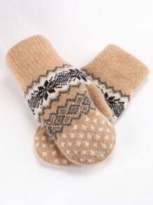 Unisex Knitted Fingerless Gloves - Cycling - Skiing, Windproof, Made Of Polyester Fiber - Thickened For Home And Office, Machine Washable - Multicolor - View 4