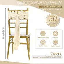 50 PCS Cheesecloth Chair Sashes, Wedding Aisle Decorations Chair Bows Sashes Designed, Universal Chair Covers Chair Sash For Wedding Reception Party Hotel Event Decoration - Ngà voi - Xem 2