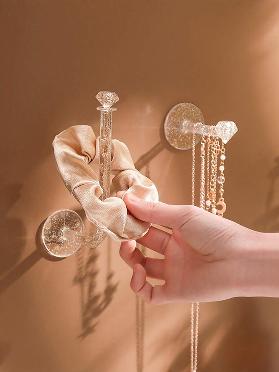 2 Giá để dây buộc tóc và băng đô nhẹ và tiện lợi, móc treo tường không cần đục lỗ, giá treo băng đô và trang sức có móc treo tường - Nhiều màu - Xem 1