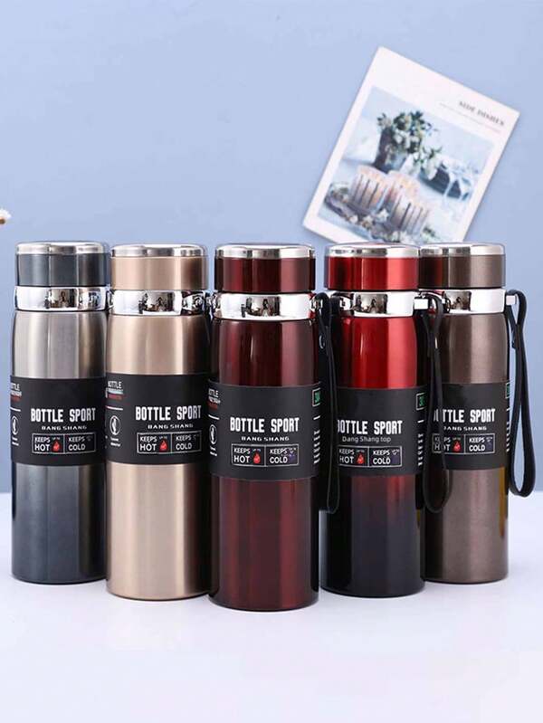 1pc Stainless Steel Hanging Rope Large Capacity Vacuum Insulated Water Bottle, Portable Travel Cup, Suitable For Outdoor Camping, Home, Outdoor Activities, School, Perfect As Holiday Gift And Birthday Gift