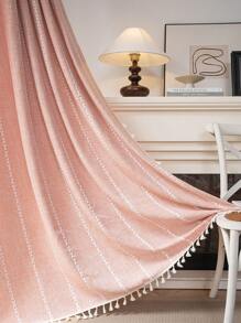 Bubaba 1 tấm rèm che nắng thêu cổ điển màu cam, dệt jacquard theo phong cách đồng quê Boho với tua rua màu be, trang trí nhà cửa cho phòng ngủ, phòng khách, nhà bếp, phòng ăn, khách sạn, trang trí ngày lễ, mọi mùa - trái cam - Xem 5