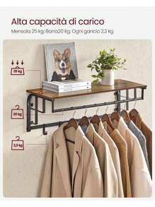 VASAGLE Clothes Hooks - 棕色 - 查看 6