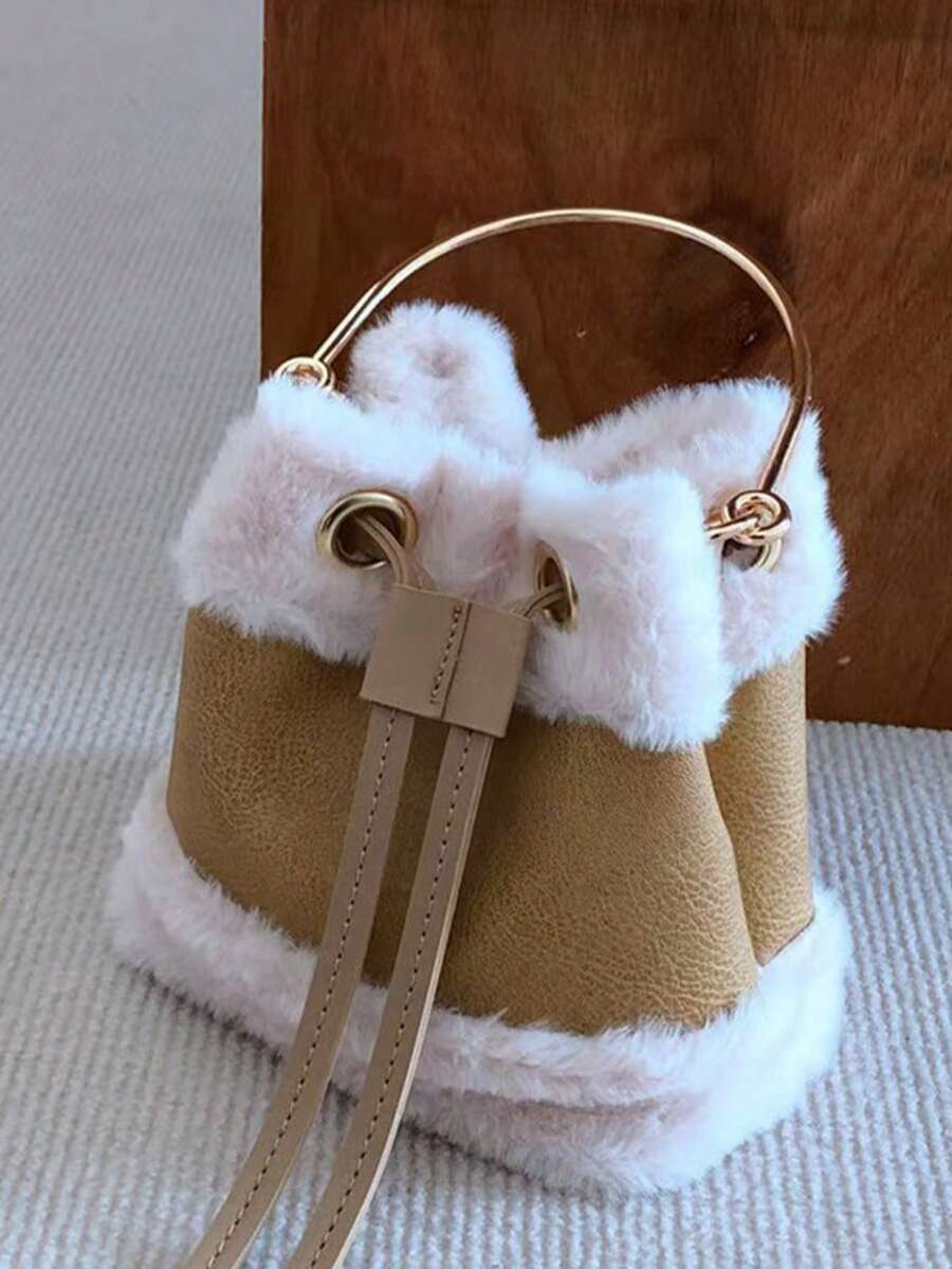 Túi Tote Xô cầm tay kim loại thời trang, thích hợp cho đi mua sắm, ngoài trời, du lịch, tiệc tùng, thanh thiếu niên, sinh viên - Màu Khaki - Xem 1