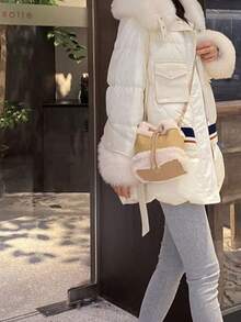 Túi Tote Xô cầm tay kim loại thời trang, thích hợp cho đi mua sắm, ngoài trời, du lịch, tiệc tùng, thanh thiếu niên, sinh viên - Màu Khaki - Xem 3