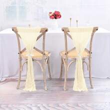 50 PCS Cheesecloth Chair Sashes, Wedding Aisle Decorations Chair Bows Sashes Designed, Universal Chair Covers Chair Sash For Wedding Reception Party Hotel Event Decoration - Ngà voi - Xem 5