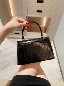 Women's Fashion Snake Skin Pattern Silver Tote Bag, Evening Clutch Bag With Metal Decor Flap Cover, Formal Party Leather Purse, Chain Strap Handbag For Ball And Formal Occasions