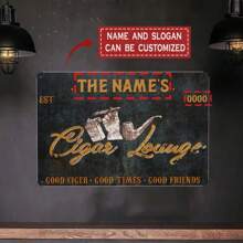 Customized Metal Plaque: Cigar Lounge Decor - 8x12 Inches (20x30cm) - High-Quality Material, Easy Maintenance