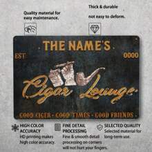 Customized Metal Plaque: Cigar Lounge Decor - 8x12 Inches (20x30cm) - High-Quality Material, Easy Maintenance