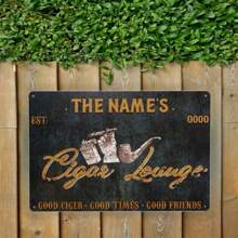 Customized Metal Plaque: Cigar Lounge Decor - 8x12 Inches (20x30cm) - High-Quality Material, Easy Maintenance