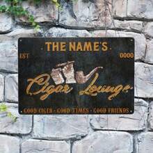 Customized Metal Plaque: Cigar Lounge Decor - 8x12 Inches (20x30cm) - High-Quality Material, Easy Maintenance