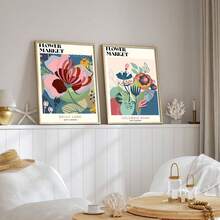 1 bức tranh vẽ màu nước chủ đề chợ hoa, tranh treo tường không khung trang trí phòng khách, phòng ngủ, nhà cửa. - Nhiều màu - Xem 5