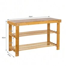 Bench Shoe Rack Made Of Natural Bamboo, 3 Levels (Permissible Load: 120 Kg), Ideal For Entrance Area, Bathroom, Living Room, Hallway