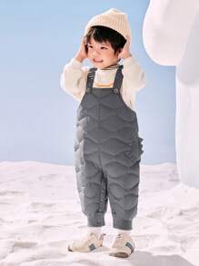 mini bala Boys' & Girls' Warm Down Overalls 2024 Fall/Winter Collection - Grey - View 3