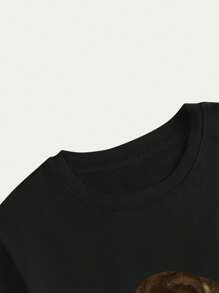 Printed T-Shirt Meme Kitten Thinking Blouse Men's Fashion Premium Comfort Unisex Casual - 黑色 - 查看 5