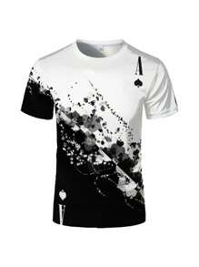 Conjunto de dos piezas con camiseta de estampado animal para hombre - Gris - Ver 6