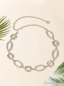 1 件新款创意图形金属腰链，简约大圆圈百搭优雅奢华别致身体链 - 銀色 - 查看 3