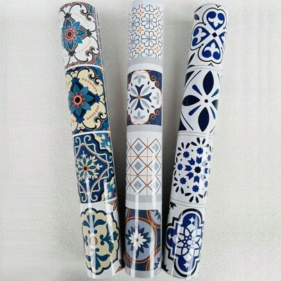 1 Roll Colorful Tile Stickers, Peel And Stick Waterproof Backsplash Stickers, Moroccan Style Self-Adhesive Wallpaper For Kitchen, Bathroom, Cabinet, Furniture Renovation Decoration, Removable