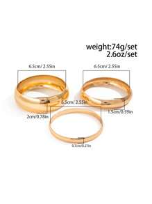 3pcs/Set Retro Exaggerated Punk Style Asymmetric Thick Bangle Bracelet Set, Stackable And Multi-Wear Charm Cuff Bracelets, Women's Daily Wear, Party And Banquet Decorative Jewelry Set - 3-piece Bracelet Set - View 5
