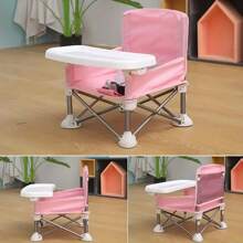 1 pieza Silla alta plegable portátil para niños, Juego de mesa y silla para comer para bebés para salidas - Gris - Ver 12