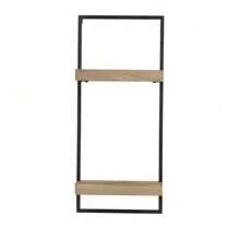 12x6x27" Iron And Wood Wall Shelf With Two Shelves,CozyUpRoom Decor