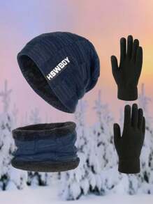 3pcs/Set Unisex Knitted Hat, Balaclava, Neckwarmer And Gloves Set, Autumn/Winter Windproof Warm Accessories