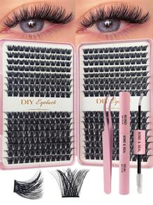 Bộ 384 cuốn sách nối mi DIY 9-15mm, mi cong D hỗn hợp, mi dày, xoăn, mi riêng lẻ, mi nối thủ công mềm mại tự nhiên, kèm keo dán và nhíp để trang điểm hàng ngày. - màu đen - Xem 1