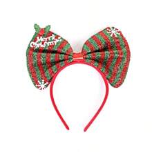 1pc Christmas Headband 2025 New Bow Decor Hair Hoop Funny Festival Accessory Hair Clip - Multicolor - View 7