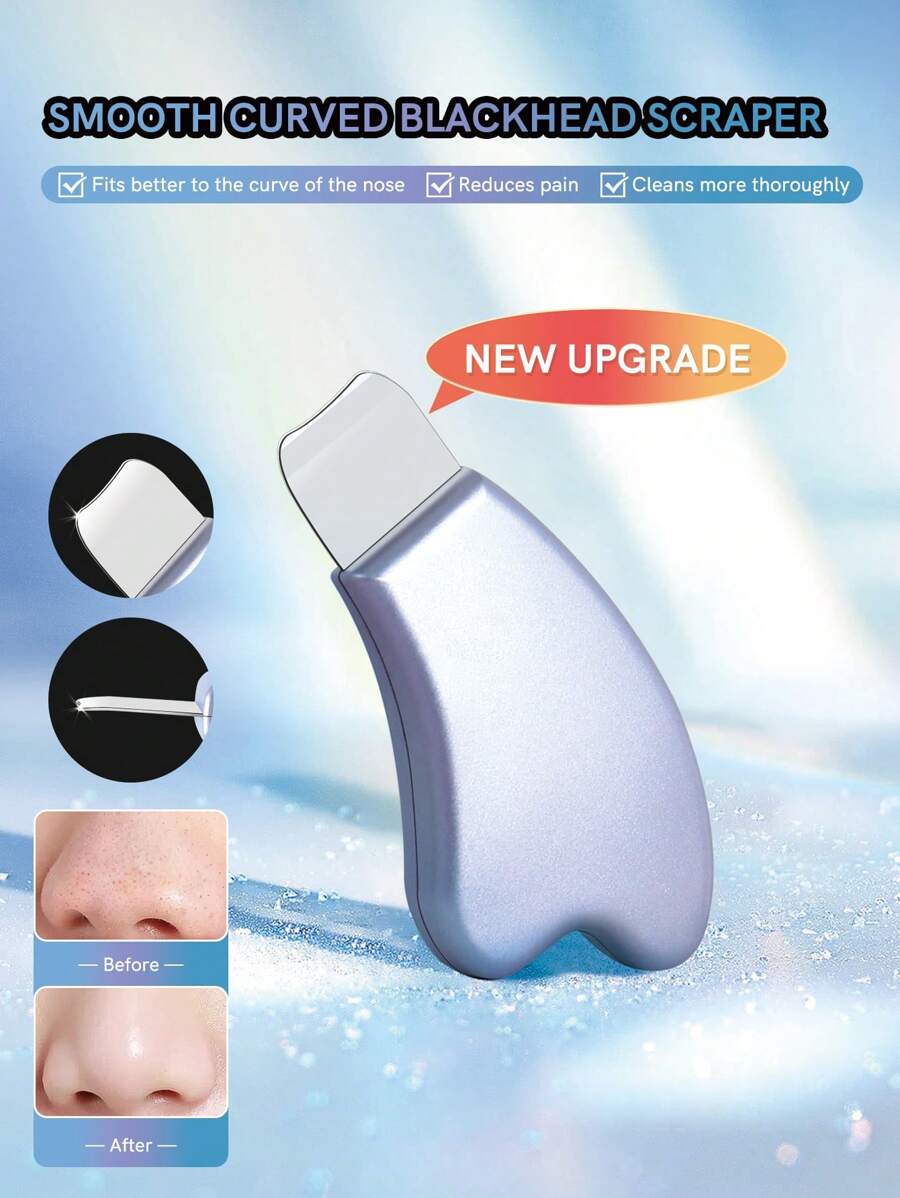 BIGBEAK 1 件全新升级手动不锈钢和塑料面部清洁刮刀，带硅胶盖，清洁，硅胶面膜刷和黑头清洁，多功能，金属提取工具，用于黑头、白头、面部清洁铲化妆配件家用方便面部护肤工具鼻脸工具，适用于女士男士卸妆面膜铲面膜工具紫色 - 淡紫色 - 查看 1