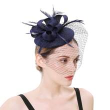 1 件女士手工面纱头饰帽发夹头带 1920 年代茶会肯塔基头饰帽药盒帽人造羽毛头饰适用于鸡尾酒婚礼新娘万圣节发夹配饰 - 彩色 - 查看 6