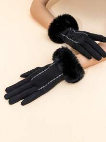 INNNEVV 1 Cặp Găng tay len ấm áp khâu thanh lịch cho nữ - Nhiều màu - Xem 3