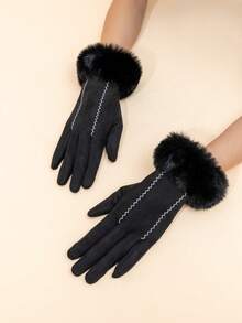 INNNEVV 1 Cặp Găng tay len ấm áp khâu thanh lịch cho nữ - Nhiều màu - Xem 2