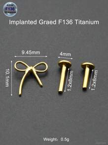 1 件全新植入级 ASTM F136 钛耳环 16G 唇环镂空蝴蝶结耳轮软骨穿孔耳垂耳环女士身体首饰金色 PVD - 蝴蝶結唇釘 - 查看 4