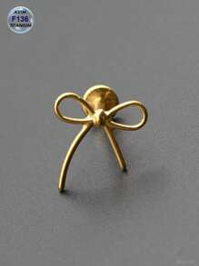 1 件全新植入级 ASTM F136 钛耳环 16G 唇环镂空蝴蝶结耳轮软骨穿孔耳垂耳环女士身体首饰金色 PVD - 蝴蝶結唇釘 - 查看 8