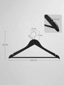 SONGMICS Grucce Legno, 20 Pezzi, Appendiabiti con Scanalature su Spalle, Barra Portapantaloni Antiscivolo e Gancio Girevole a 360°, per Completi Camicie Cappotti, Nero e Argento, Ritorno a Scuola