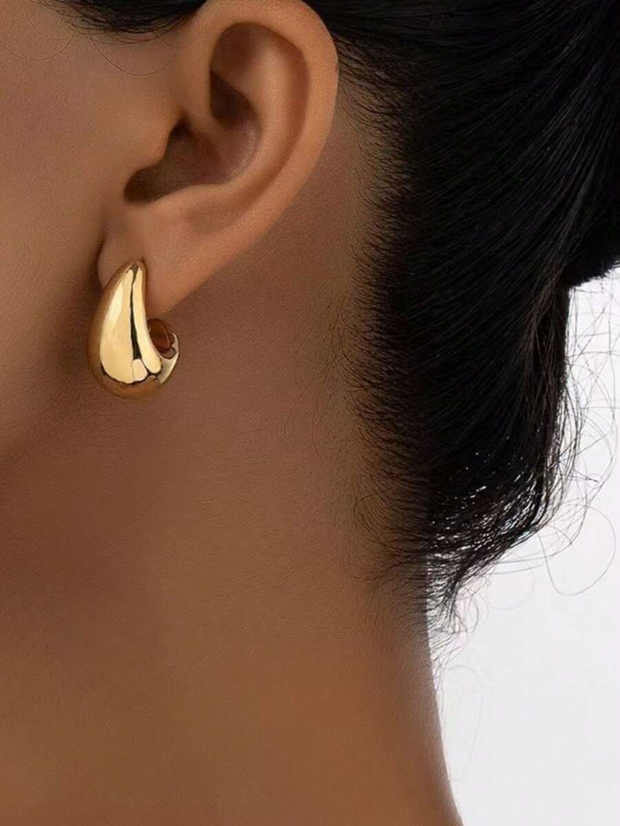 Hoa tai đinh tán hình giọt nước thời trang tối giản, thẩm mỹ sang trọng đa năng - giọt nước - Xem 1