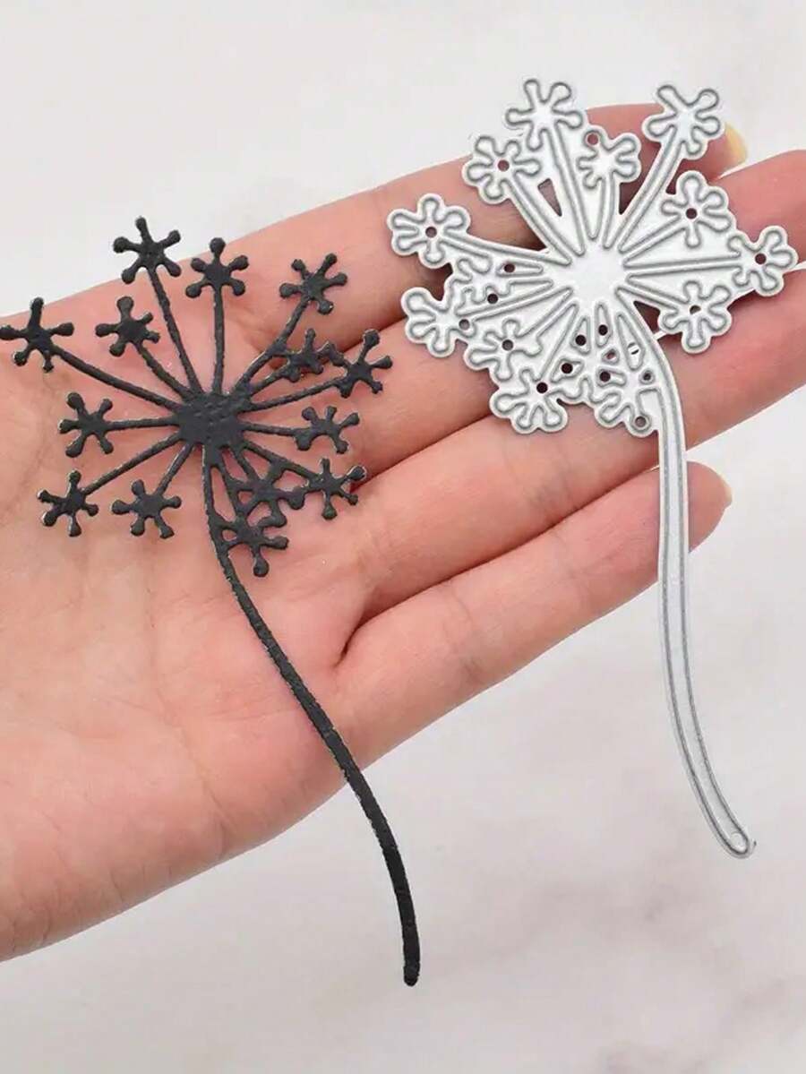 1 件装蒲公英图案金属模切适用于纸卡制作剪贴簿卡片相册工艺品装饰金属切割模具 - 銀色 - 查看 1