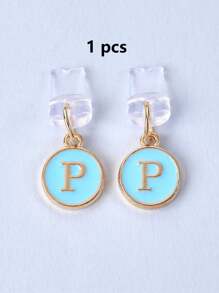 1pc White Electroplated Dust Plug Pendant With 26 English Alphabet On Both Sides, Compatible With Type C