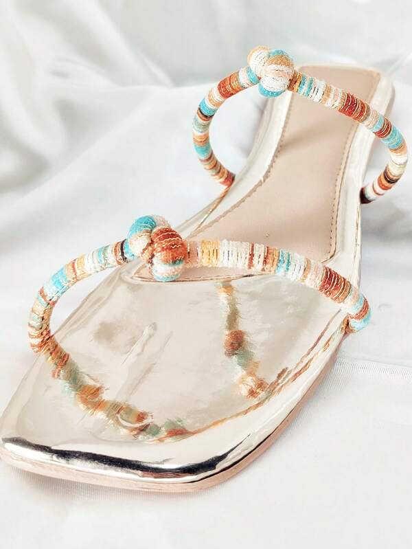 Rasteirinha Feminina Sandália Dourada Verão Luxo Lançamento Brilho MODELO SUMMER NÓ