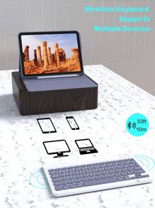 二合一无线键盘及保护套套装,兼容 iPad 5/6/7/8/9/10、Pro 11、Air 1/2/3/4/5/6 - 可拆卸无线键盘(150mAh 电池)及带触控笔插槽的保护套 - 浅灰色/紫色 - Light Gray Purple Keyboard+Case+Mouse set - 查看 8