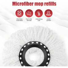 Spin Mop And Bucket With Wringer Set, 360° Mop And Bucket System With 3 Microfiber Mop Refills And 61" Extended Handle, Spinning Mop Bucket For Floor Cleaning - màu đen - Xem 3