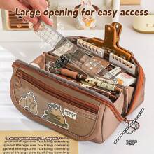 1 Stück Mäppchen mit transparenter Vorderseiten-Tasche, großes Fassungsvermögen, Tasche/Box für Schüler Jungen Mädchen Schulbedarf, Schulanfang, Schulmaterial, Federmäppchen, Schultasche - Verschiedenfarbig - Übersicht 3