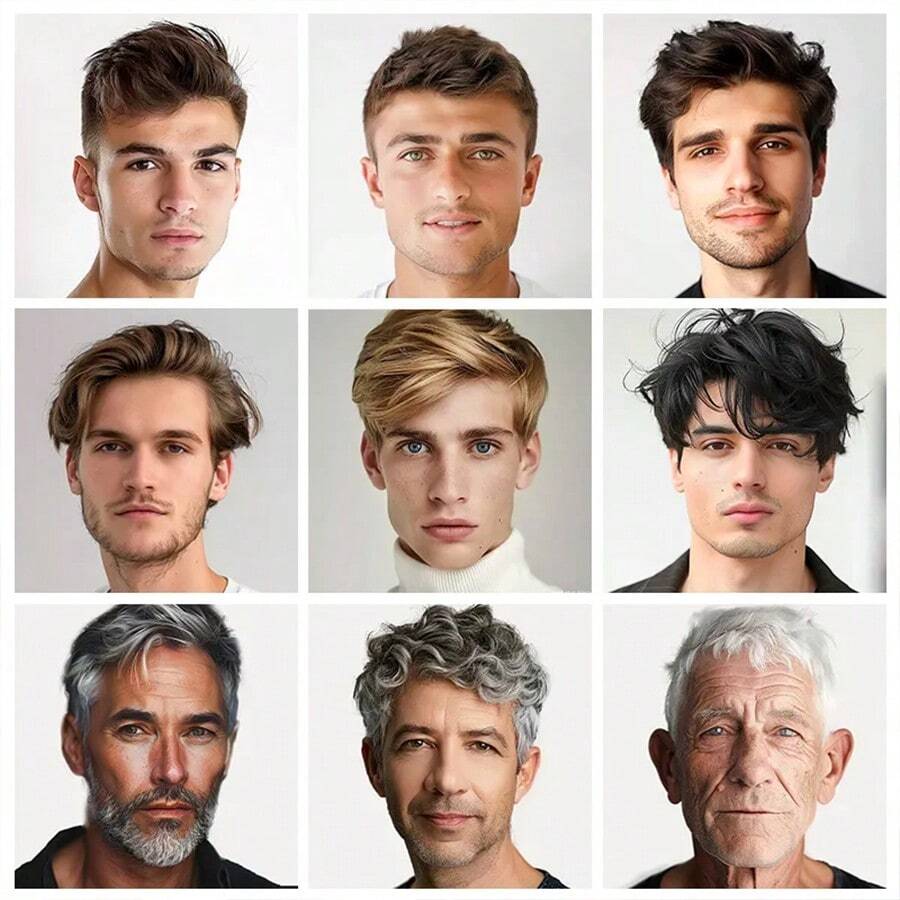 Men's Invisible Hair Topper With Bangs Real Human Hair, Seamless