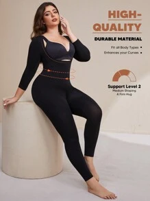 Suprenx 1 件女式圆领长袖收腹连体裤 - 黑色 - 查看 4