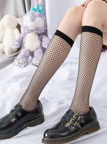 1 双薄透明镂空渔网大腿袜，时尚修身腿部造型，Y2k - 彩色 - 查看 9