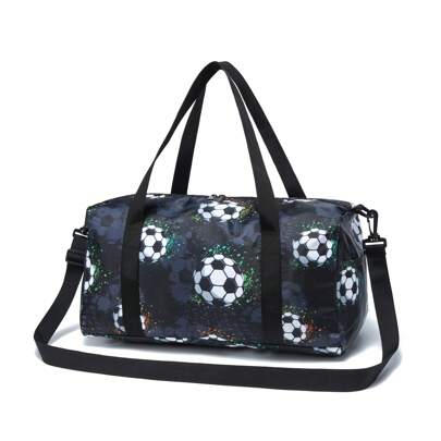 3D Football Print Travel Bag, Shoe Storage Bag, Football Luggage Bag, Large Capacity Training Sports Shoulder Bag, Multi-Functional Sling & Shoulder Bag, Suitable For Travel, Yoga, Holiday Gift, Durable Polyester Luggage Bag