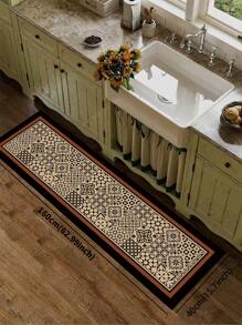 1pc Black Edged Brown Frame Plaid Pattern Kitchen Mat, Silica Gel Cushion Anti-Fatigue Floor Carpet, Absorbent Kitchen Rug And Mat, Simple Silica Gel Soft Rubber Floor Mat For Kitchen, Bathroom, Entryway, Laundry Room - Mocha Brown - View 20